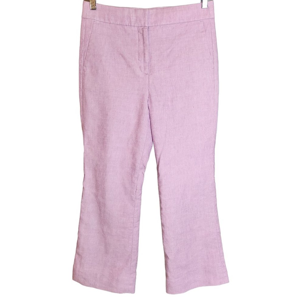 J. Crew Hayden Kickout Crop Pant Stretch Linen Lilac Size 6 - Picture 3 of 12